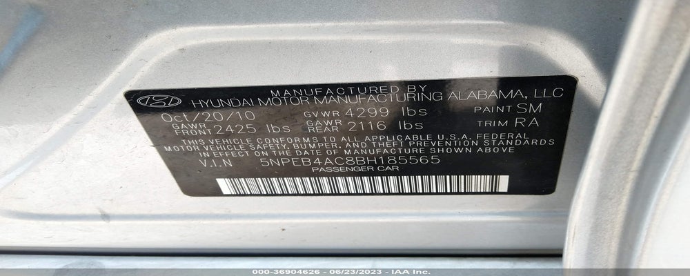 5NPEB4AC8BH185565 2011 HYUNDAI SONATA photo no. 9