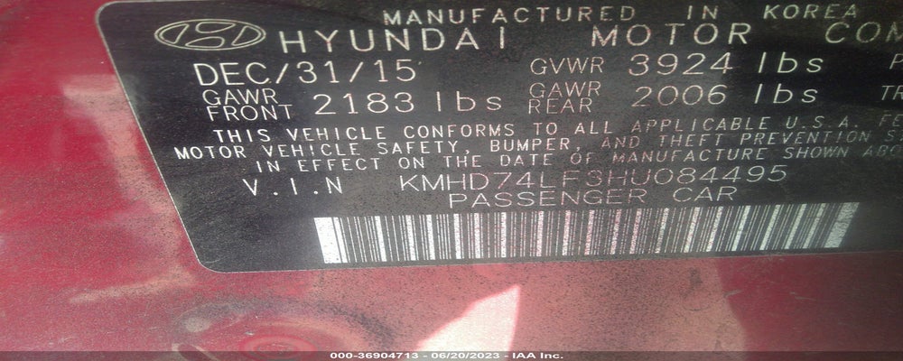 KMHD74LF3HU084495 2017 HYUNDAI ELANTRA photo no. 9