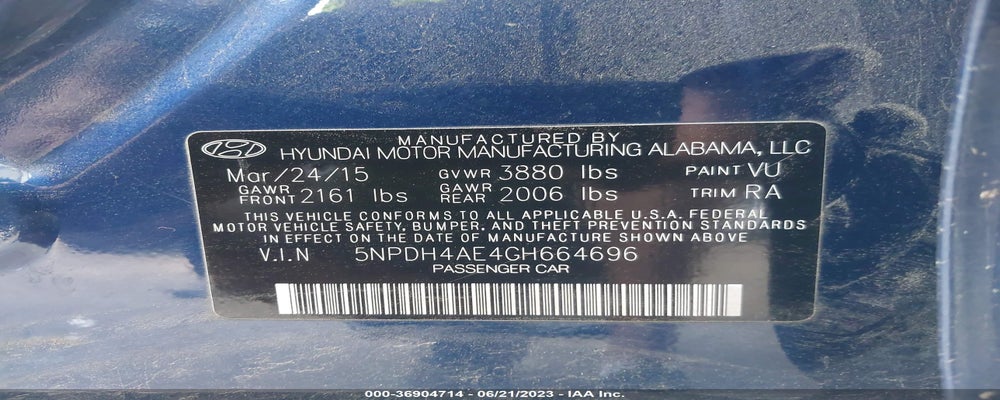 5NPDH4AE4GH664696 2016 HYUNDAI ELANTRA photo no. 9