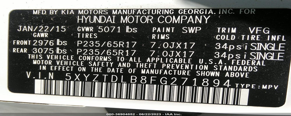 5XYZTDLB8FG271894 2015 HYUNDAI SANTA FE SPORT photo no. 9