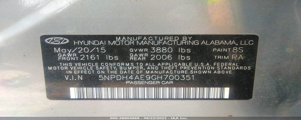 5NPDH4AE9GH700351 2016 HYUNDAI ELANTRA photo no. 9