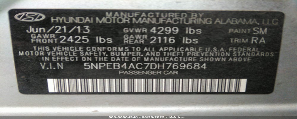5NPEB4AC7DH769684 2013 HYUNDAI SONATA photo no. 9