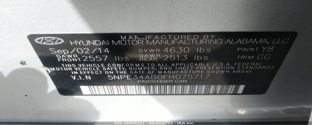 5NPE34AB0FH075717 2015 HYUNDAI SONATA photo no. 9