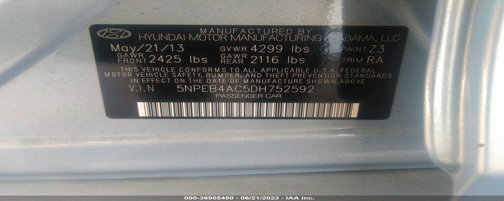 5NPEB4AC5DH752592 2013 HYUNDAI SONATA photo no. 9