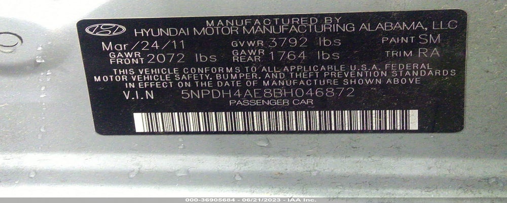 5NPDH4AE8BH046872 2011 HYUNDAI ELANTRA photo no. 9