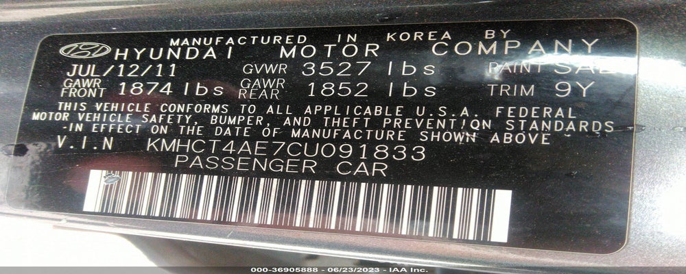 KMHCT4AE7CU091833 2012 HYUNDAI ACCENT photo no. 9