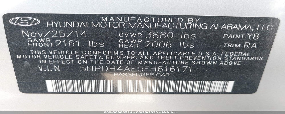 5NPDH4AE5FH616171 2015 HYUNDAI ELANTRA photo no. 9