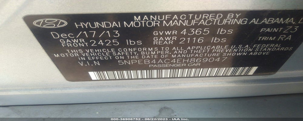 5NPEB4AC4EH869047 2014 HYUNDAI SONATA photo no. 9