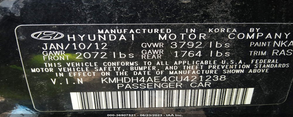 KMHDH4AE4CU421238 2012 HYUNDAI ELANTRA photo no. 9