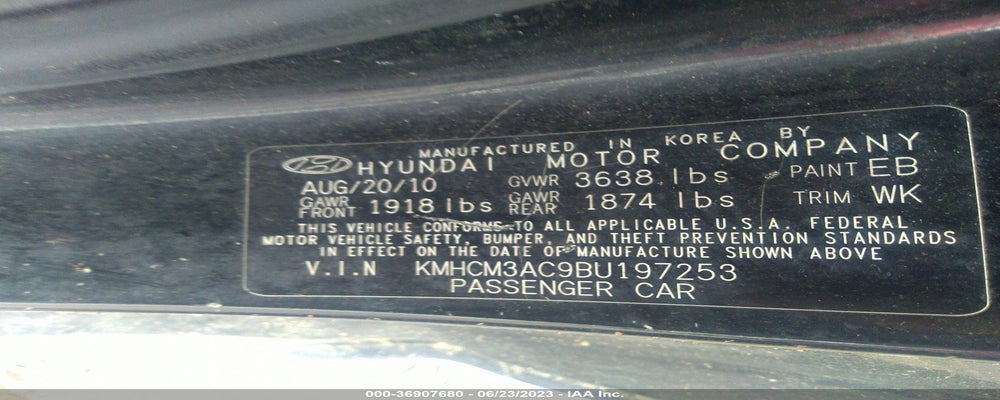 KMHCM3AC9BU197253 2011 HYUNDAI ACCENT photo no. 9