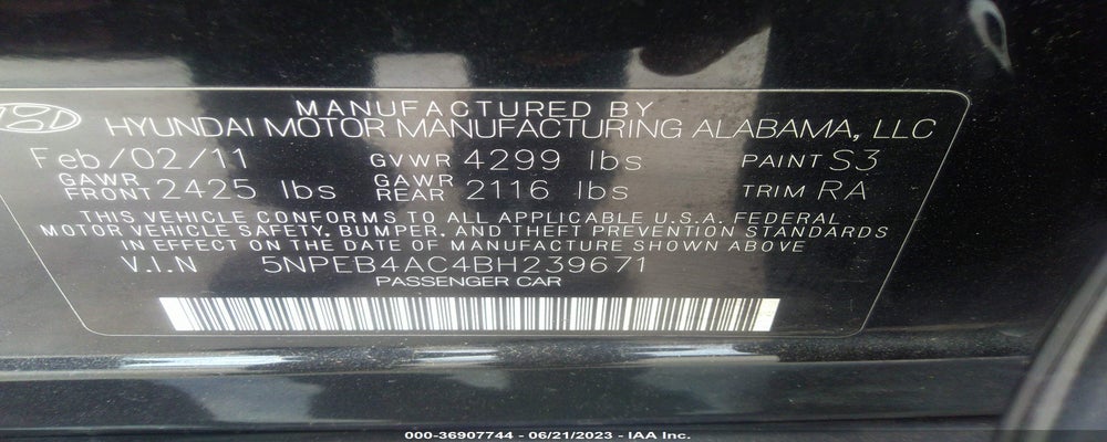 5NPEB4AC4BH239671 2011 HYUNDAI SONATA photo no. 9