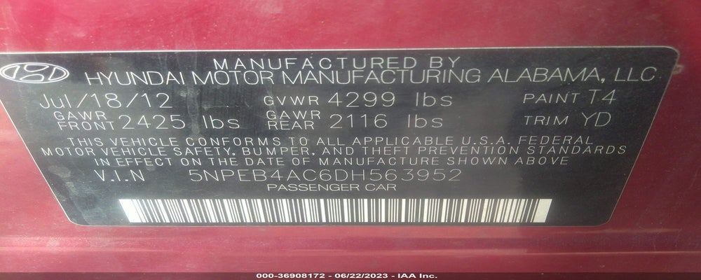 5NPEB4AC6DH563952 2013 HYUNDAI SONATA photo no. 9