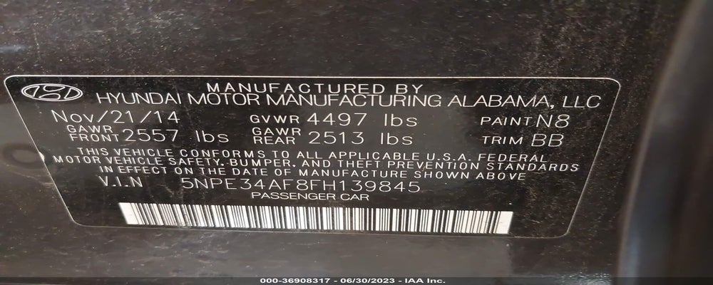 5NPE34AF8FH139845 2015 HYUNDAI SONATA photo no. 9