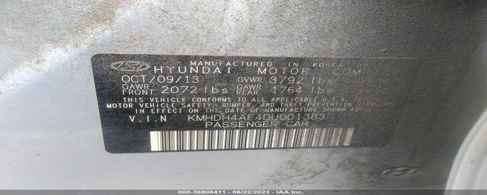 KMHDH4AE4DU001383 2013 HYUNDAI ELANTRA photo no. 9