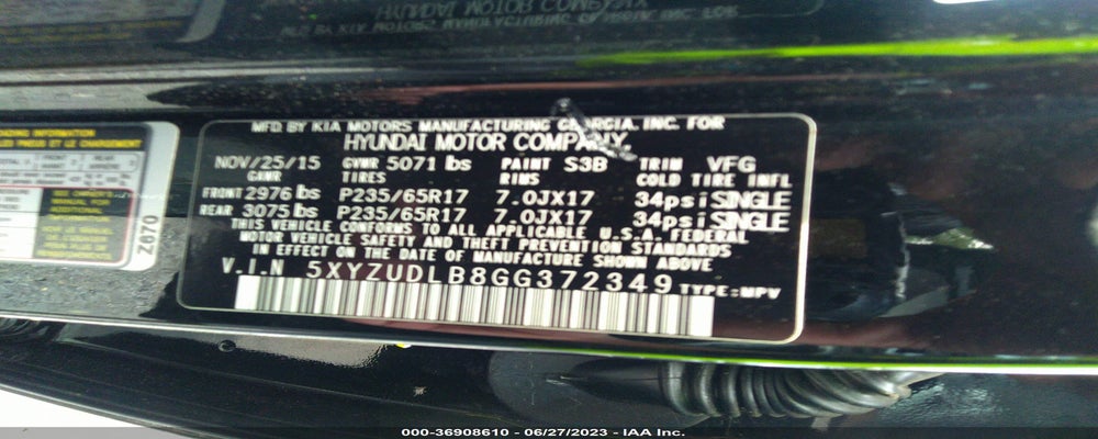 5XYZUDLB8GG372349 2016 HYUNDAI SANTA FE SPORT photo no. 9