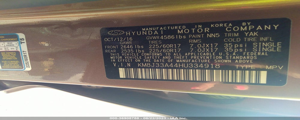 KM8J33A44HU334918 2017 HYUNDAI TUCSON photo no. 9