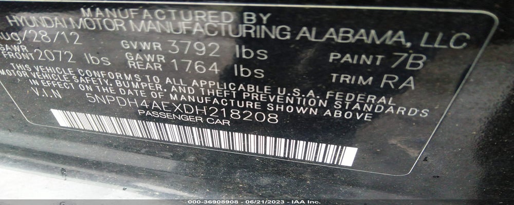 5NPDH4AEXDH218208 2013 HYUNDAI ELANTRA photo no. 9