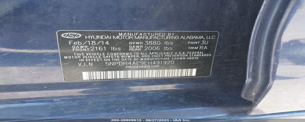 5NPDH4AE9EH491920 2014 HYUNDAI ELANTRA photo no. 9