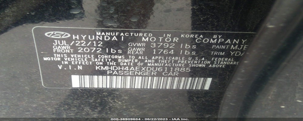 KMHDH4AEXDU611885 2013 HYUNDAI ELANTRA photo no. 9