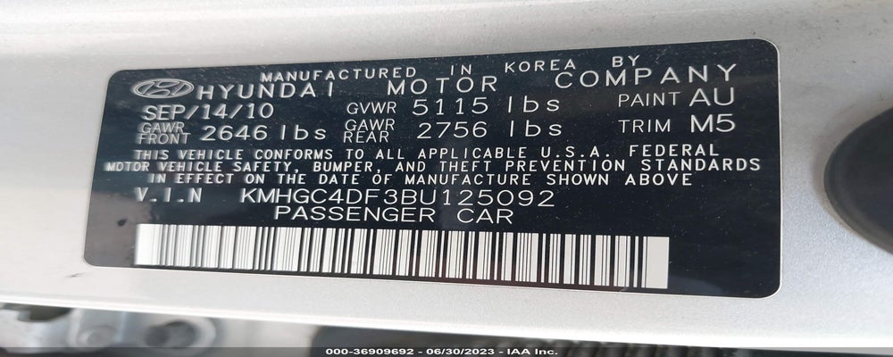 KMHGC4DF3BU125092 2011 HYUNDAI GENESIS photo no. 9