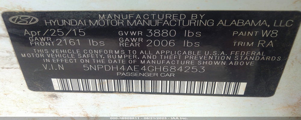 5NPDH4AE4GH684253 2016 HYUNDAI ELANTRA photo no. 9