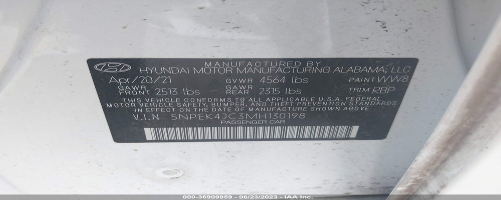 5NPEK4JC3MH130198 2021 HYUNDAI SONATA photo no. 9