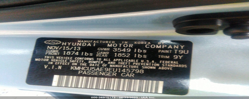 KMHCU5AE9EU145798 2014 HYUNDAI ACCENT photo no. 9