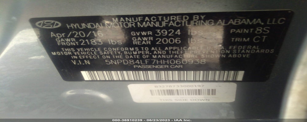 5NPD84LF7HH060938 2017 HYUNDAI ELANTRA photo no. 9