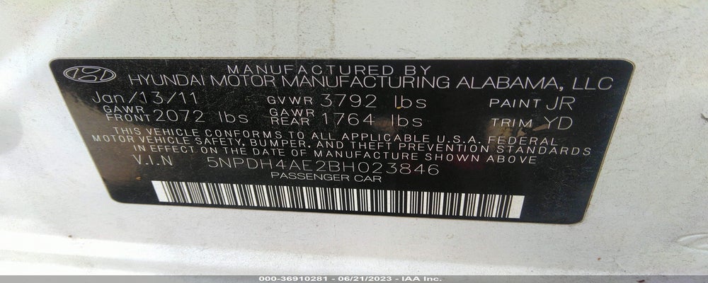 5NPDH4AE2BH023846 2011 HYUNDAI ELANTRA photo no. 9