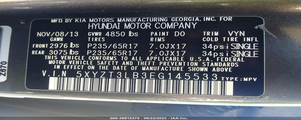 5XYZT3LB3EG145533 2014 HYUNDAI SANTA FE SPORT photo no. 9