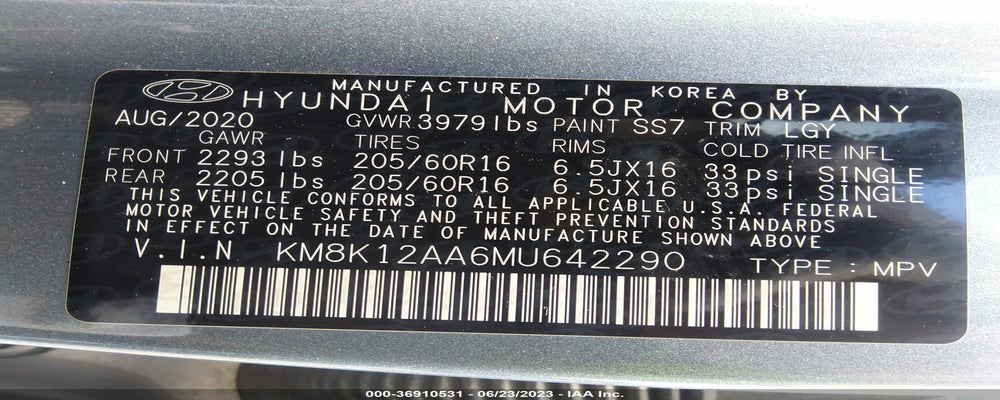 KM8K12AA6MU642290 2021 HYUNDAI KONA photo no. 9