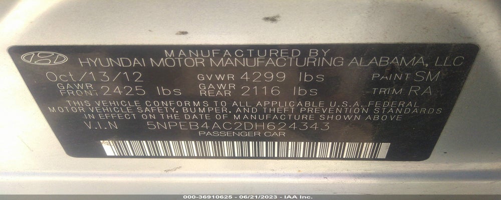 5NPEB4AC2DH624343 2013 HYUNDAI SONATA photo no. 9