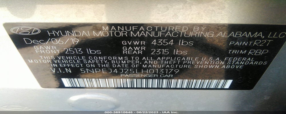 5NPEJ4J25LH013179 2020 HYUNDAI SONATA photo no. 9