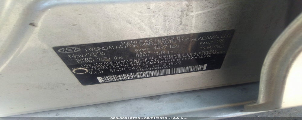 5NPE24AF9HH530539 2017 HYUNDAI SONATA photo no. 9