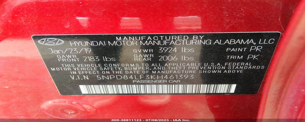 5NPD84LF3KH461393 2019 HYUNDAI ELANTRA photo no. 9
