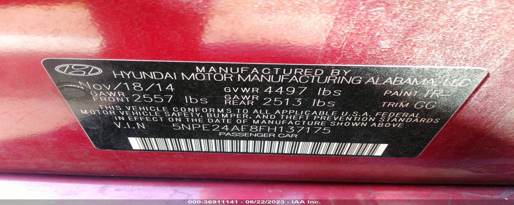 5NPE24AF8FH137175 2015 HYUNDAI SONATA photo no. 9