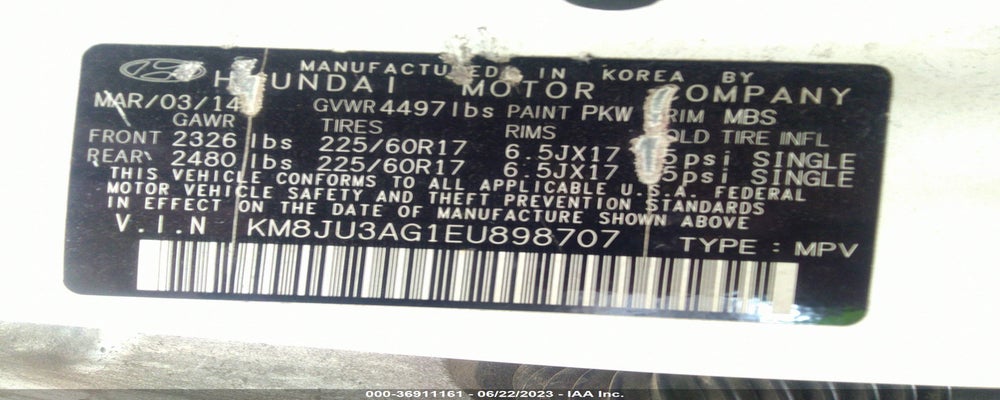 KM8JU3AG1EU898707 2014 HYUNDAI TUCSON photo no. 9