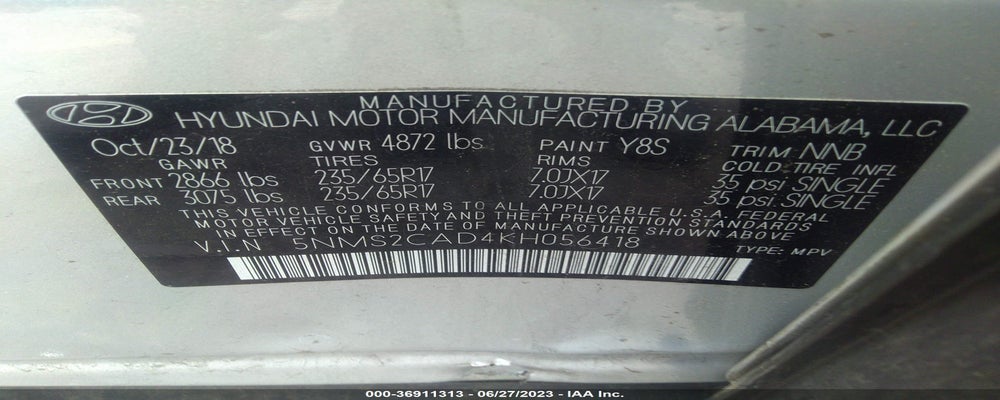 5NMS2CAD4KH056418 2019 HYUNDAI SANTA FE photo no. 9