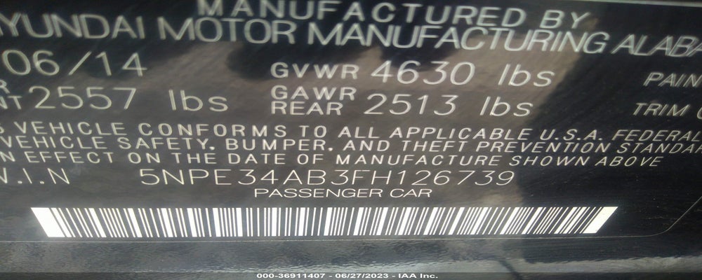 5NPE34AB3FH126739 2015 HYUNDAI SONATA photo no. 9