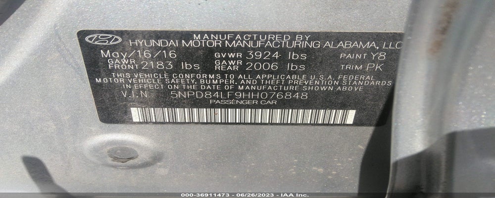 5NPD84LF9HH076848 2017 HYUNDAI ELANTRA photo no. 9