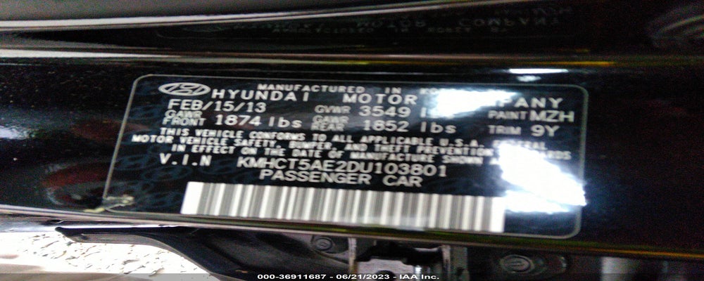 KMHCT5AE2DU103801 2013 HYUNDAI ACCENT photo no. 9