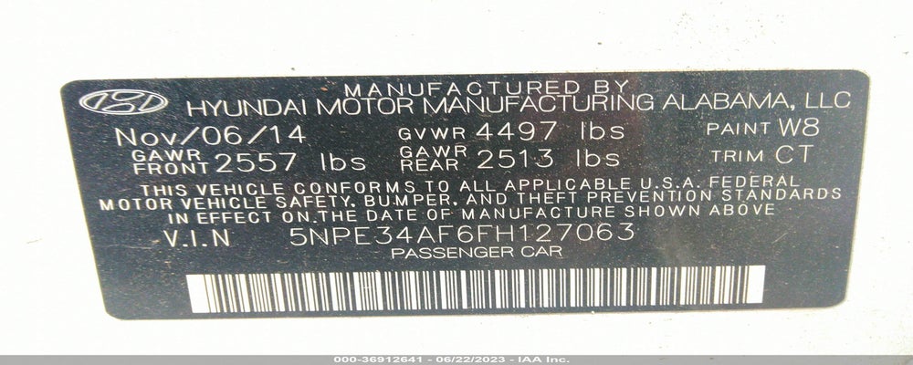 5NPE34AF6FH127063 2015 HYUNDAI SONATA photo no. 9