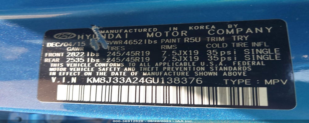 KM8J33A24GU138376 2016 HYUNDAI TUCSON photo no. 9