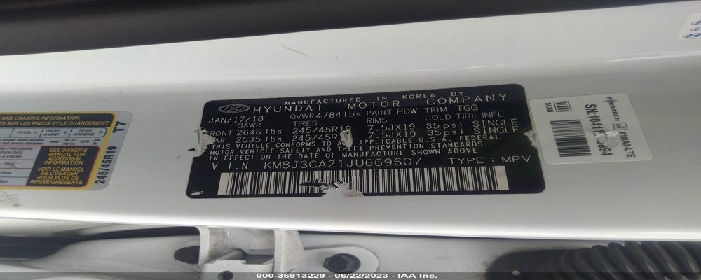 KM8J3CA21JU669607 2018 HYUNDAI TUCSON photo no. 9