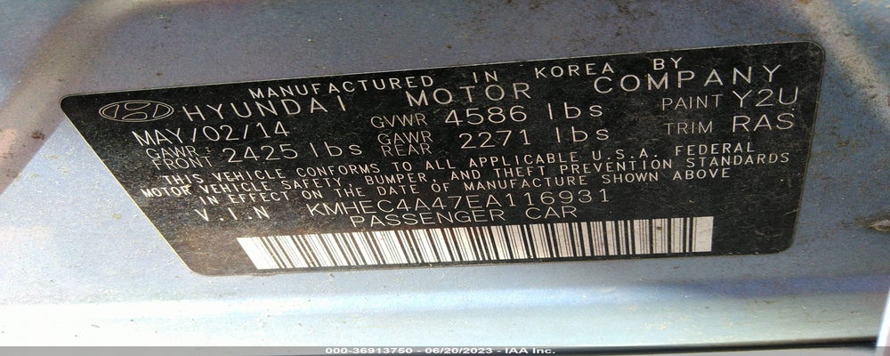 KMHEC4A47EA116931 2014 HYUNDAI SONATA HYBRID photo no. 9