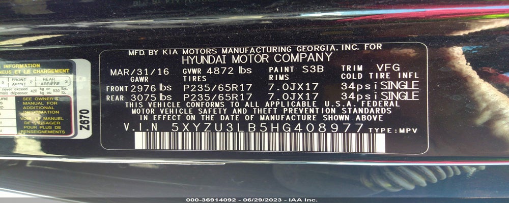 5XYZU3LB5HG408977 2017 HYUNDAI SANTA FE SPORT photo no. 9