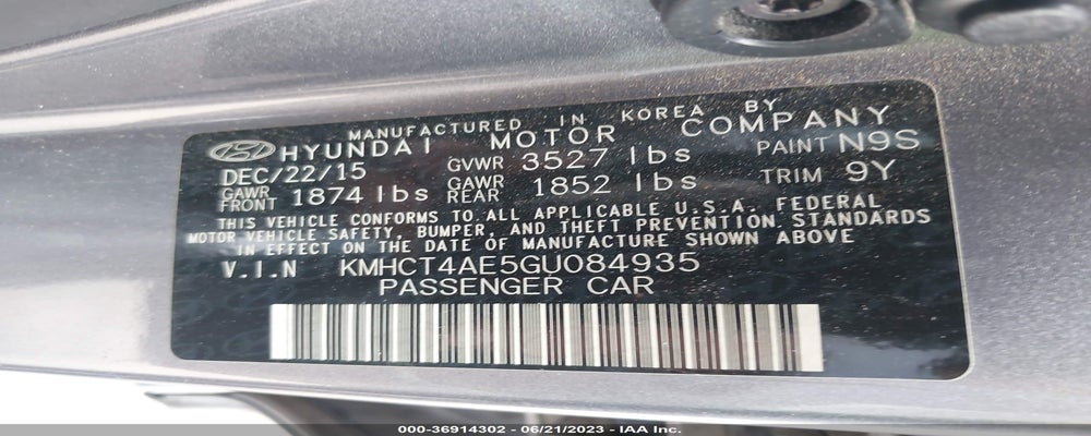 KMHCT4AE5GU084935 2016 HYUNDAI ACCENT photo no. 9