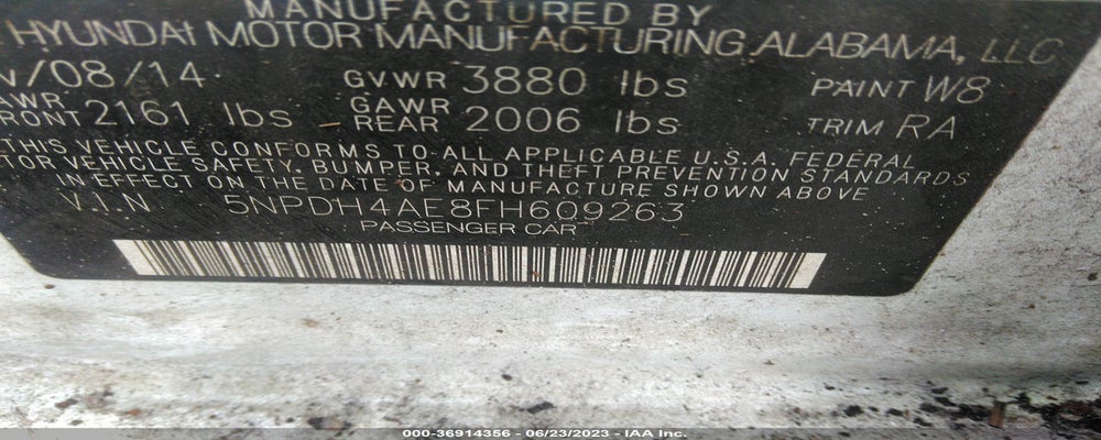 5NPDH4AE8FH609263 2015 HYUNDAI ELANTRA photo no. 9