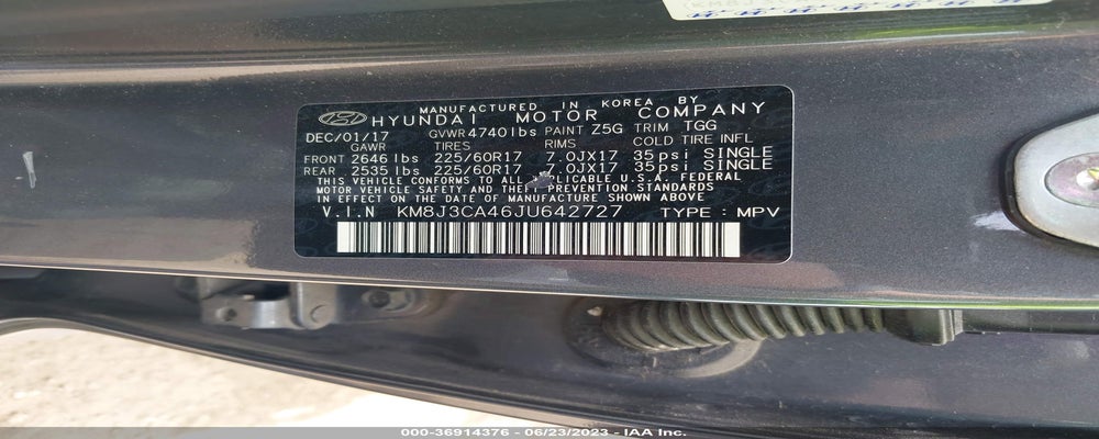 KM8J3CA46JU642727 2018 HYUNDAI TUCSON photo no. 9