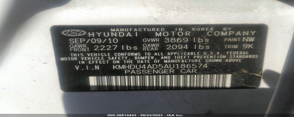KMHDU4AD5AU186574 2010 HYUNDAI ELANTRA photo no. 9